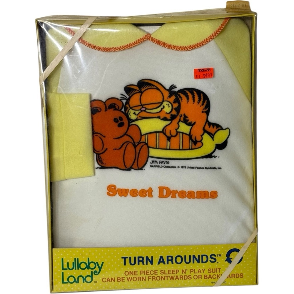 Lullaby Land Turn Arounds‎ Garfield One Piece Sleep N' Play Suit Large 1978 VTG